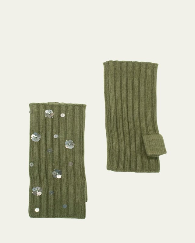 Sequin Floral Cashmere Arm Warmers